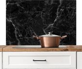 Spatscherm - Marmer print - Zwart - Wit - Luxe - Spatwand - Achterwand keuken - Muurbeschermer - Spatscherm keuken - 100x65 cm - Kookplaat achterwand - Keuken