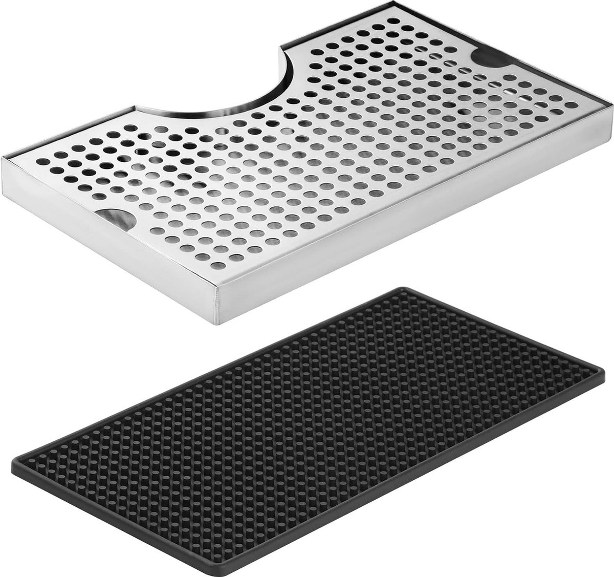 Goedkoopste Bierlekbak, roestvrijstalen lekbak met rubberen lekmat voor restaurants, bars, keukens, 7 x 12 (U-vormig