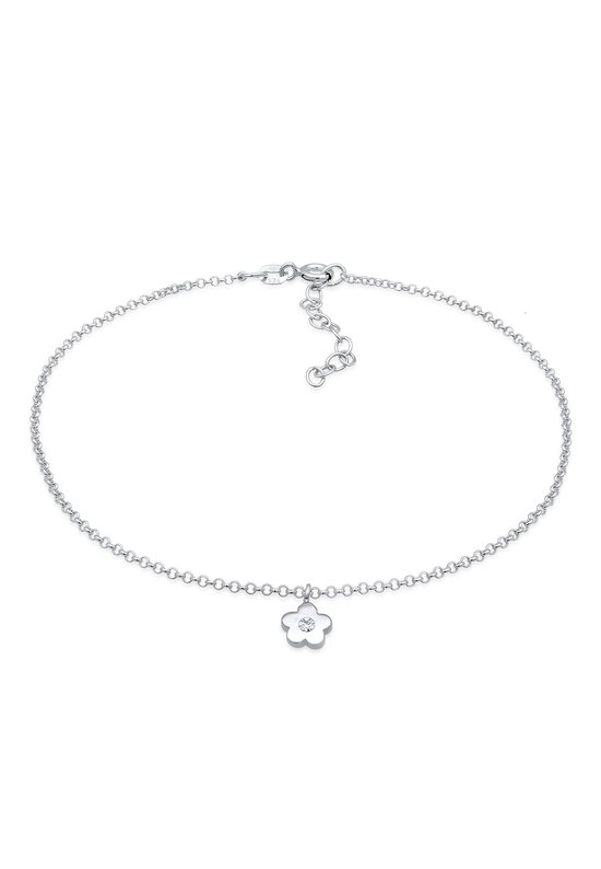 Elli Ladies Anklets Bracelet de cheville pour femme simple pendentif fleur avec cristaux en argent sterling 925