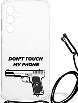 Cover Case Geschikt voor Samsung Galaxy A55 Telefoonhoesje met doorzichtige rand Pistol Don't Touch My Phone