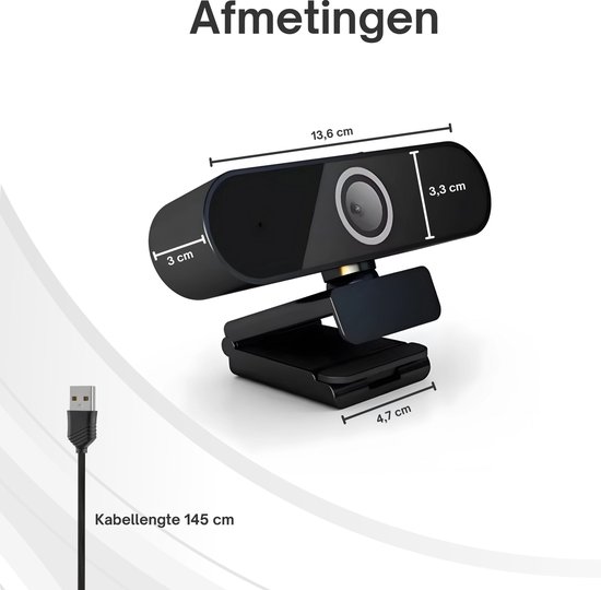 Webcam FOREXA pour PC et ordinateur portable avec trépied gratuit et Protection de la vie privée - Microphone intégré - Full HD 1080P - Convient pour Windows / Mac OS / Android / Linux - Zoom/ Microsoft Teams / Skype - USB Plug and Play - Zwart