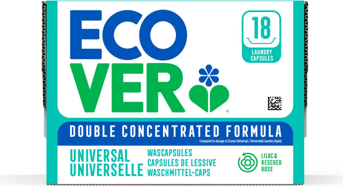 8x Ecover Wascapsules Universal Lilac & Rescued Rose 18 stuks