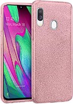 Samsung Galaxy A20e Hoesje - Siliconen Glitter Backcover - Roze