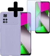 Hoesje Geschikt voor Poco M4 Pro 4G Hoesje Siliconen Case Met Screenprotector - Hoes Geschikt voor Xiaomi Poco M4 Pro 4G Hoes Siliconen - Lila