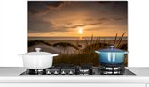 Spatscherm keuken 80x55 cm - Kookplaat achterwand Strand - Kleuren - Europa - Muurbeschermer - Spatwand fornuis - Hoogwaardig aluminium