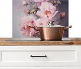 Spatscherm keuken 70x50 cm - Kookplaat achterwand Rozen - Bloemen - Roze - Kunst - Watercolor - Muurbeschermer - Spatwand fornuis - Hoogwaardig aluminium