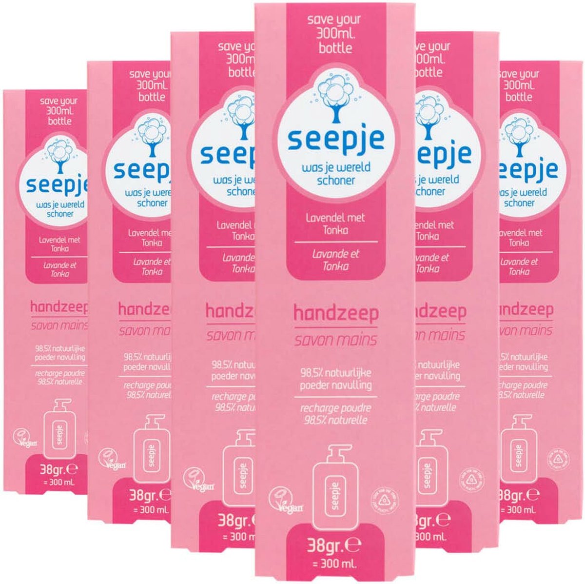 Goedkoopste 6x Seepje Handzeep Navulling Lavendel met Tonka 38 gr