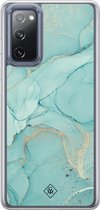 Casimoda® hoesje - Geschikt voor Samsung Galaxy S20 FE - Marmer mint groen - 2-in-1 case - Schokbestendig - Marble design - Verhoogde randen - Mint, Transparant