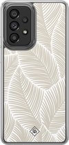 Casimoda® hoesje - Geschikt voor Samsung Galaxy A52 5G - Palmy Leaves Beige - 2-in-1 case - Schokbestendig - Natuur - Verhoogde randen - Bruin/beige, Transparant