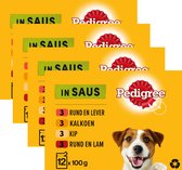 Pedigree Adult Hondenvoer - Maaltijdzakjes Multipack - Vlees & Gevogelte in Saus - 48 x 100g