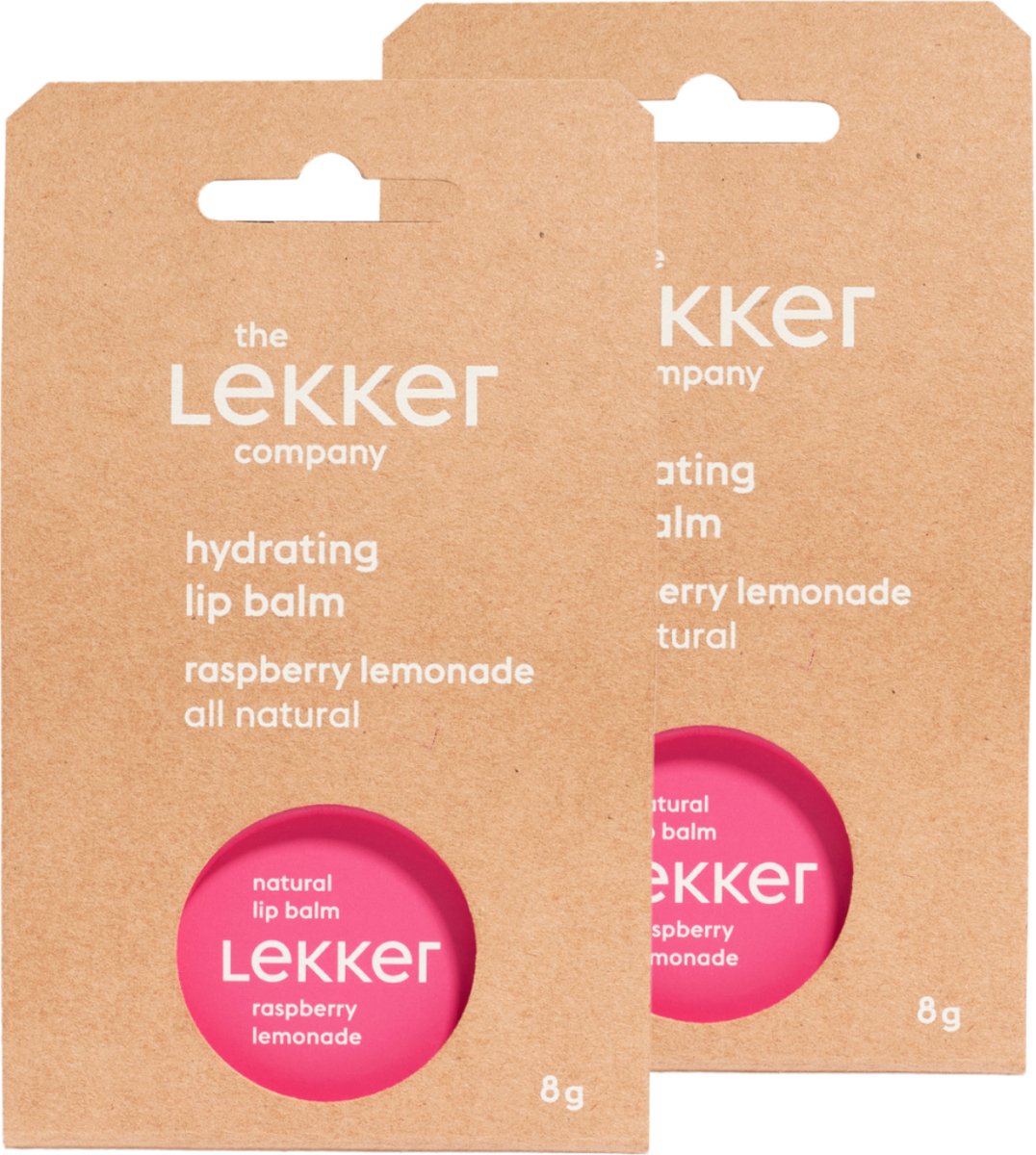 The Lekker Company lippenbalsem raspberry lemonade duoverpakking