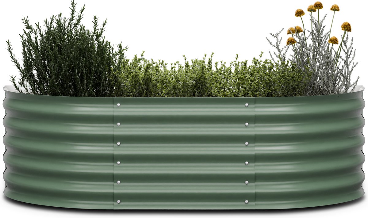 Blumfeldt High Grow Extended verhoogd bed - Ergonomisch verhoogd bed van 300 liter gemaakt van roestvrij staal Galvalume, 150 x 60 x 43 cm, halfrond ontwerp voor tuin en terras, rugvriendelijk en weerbestendig