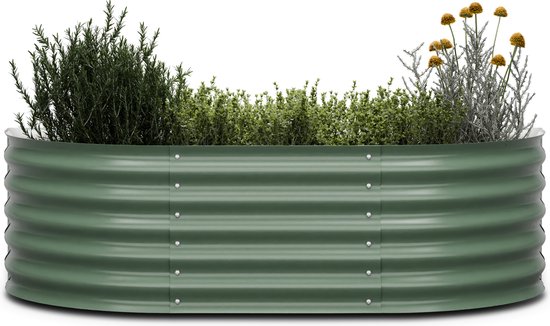 Blumfeldt High Grow Extended hoge kweekbak - 150x60x43cm - Stalen golfplaat - Moskleur