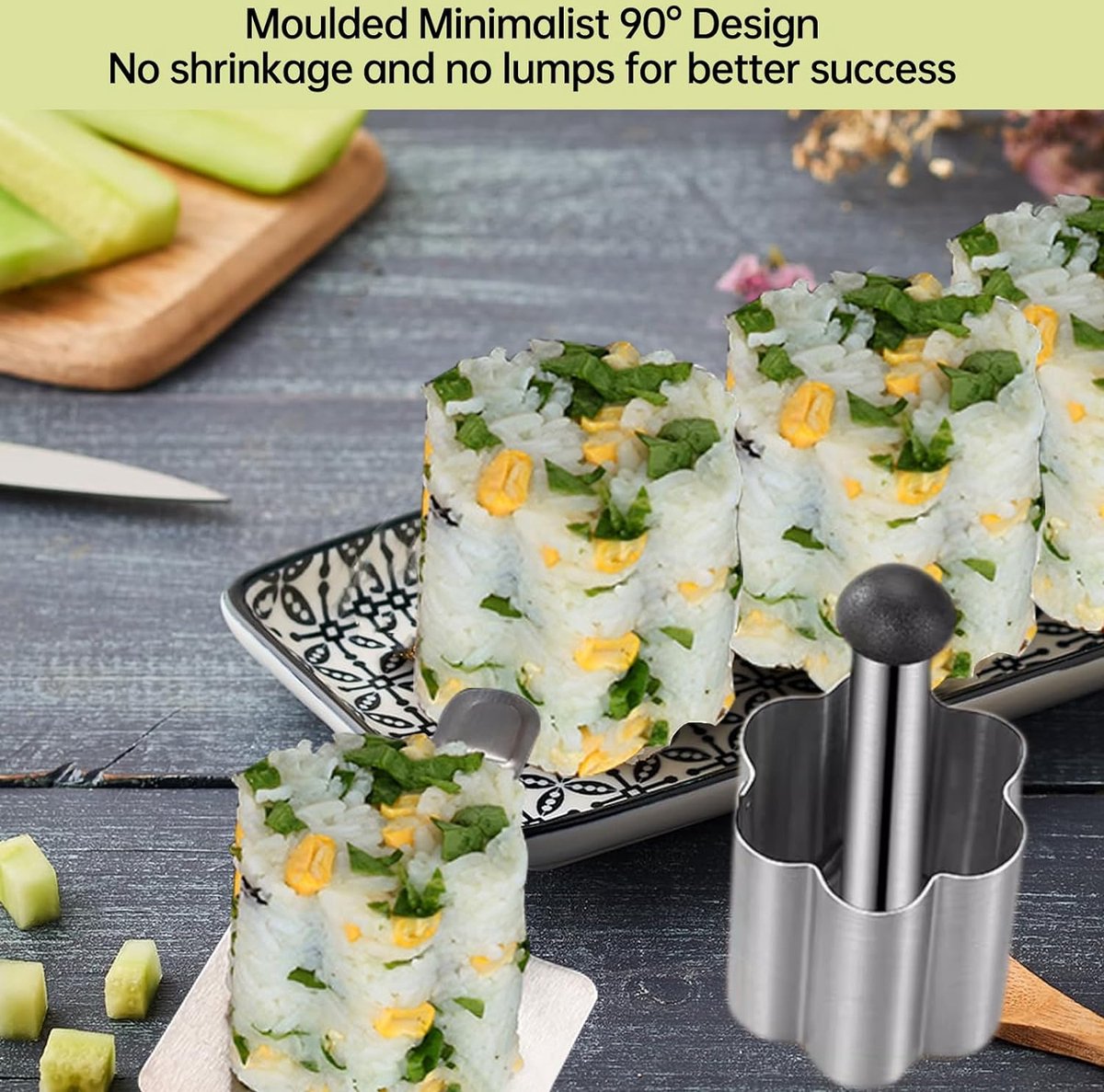 Rijstbalvorm Sushivorm Onigiri, Sushi Maker Tool Rijstdecoratievorm, 304 roestvrijstalen sushirijstvormen Driehoek Sushivorm for kinderen / 435