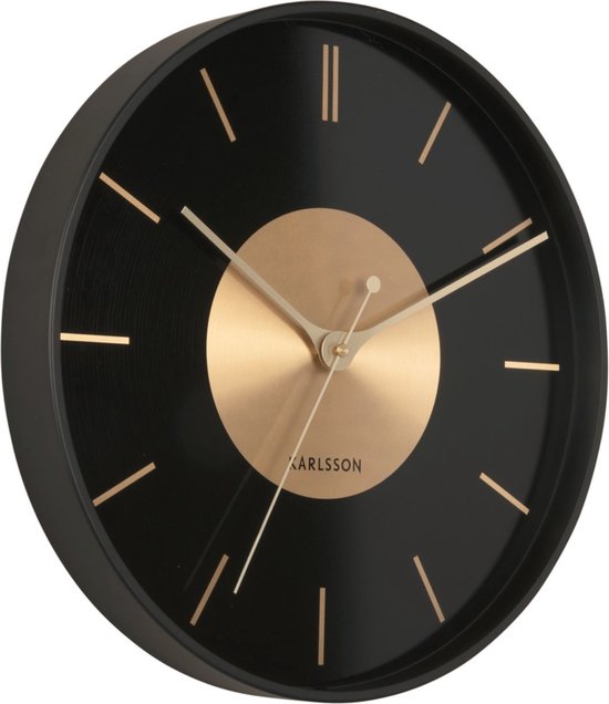 Karlsson Wandklok Gold Disc - Zwart - Ø35cm - Wandklok Modern