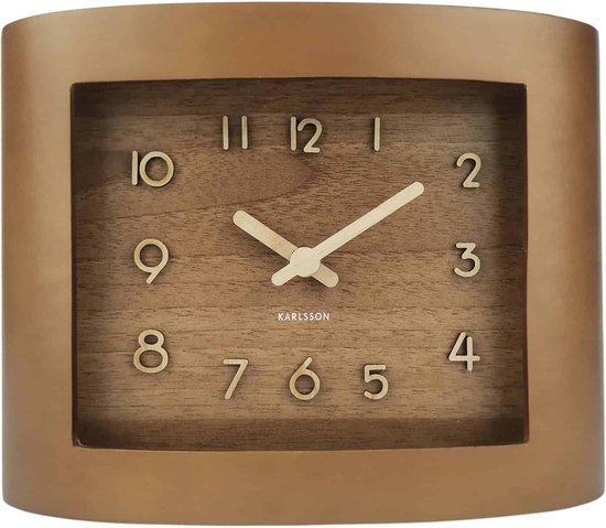 Karlsson Horloge de Table Sole Carrée - Marron - 8,4x22,1x16,9cm - Moderne