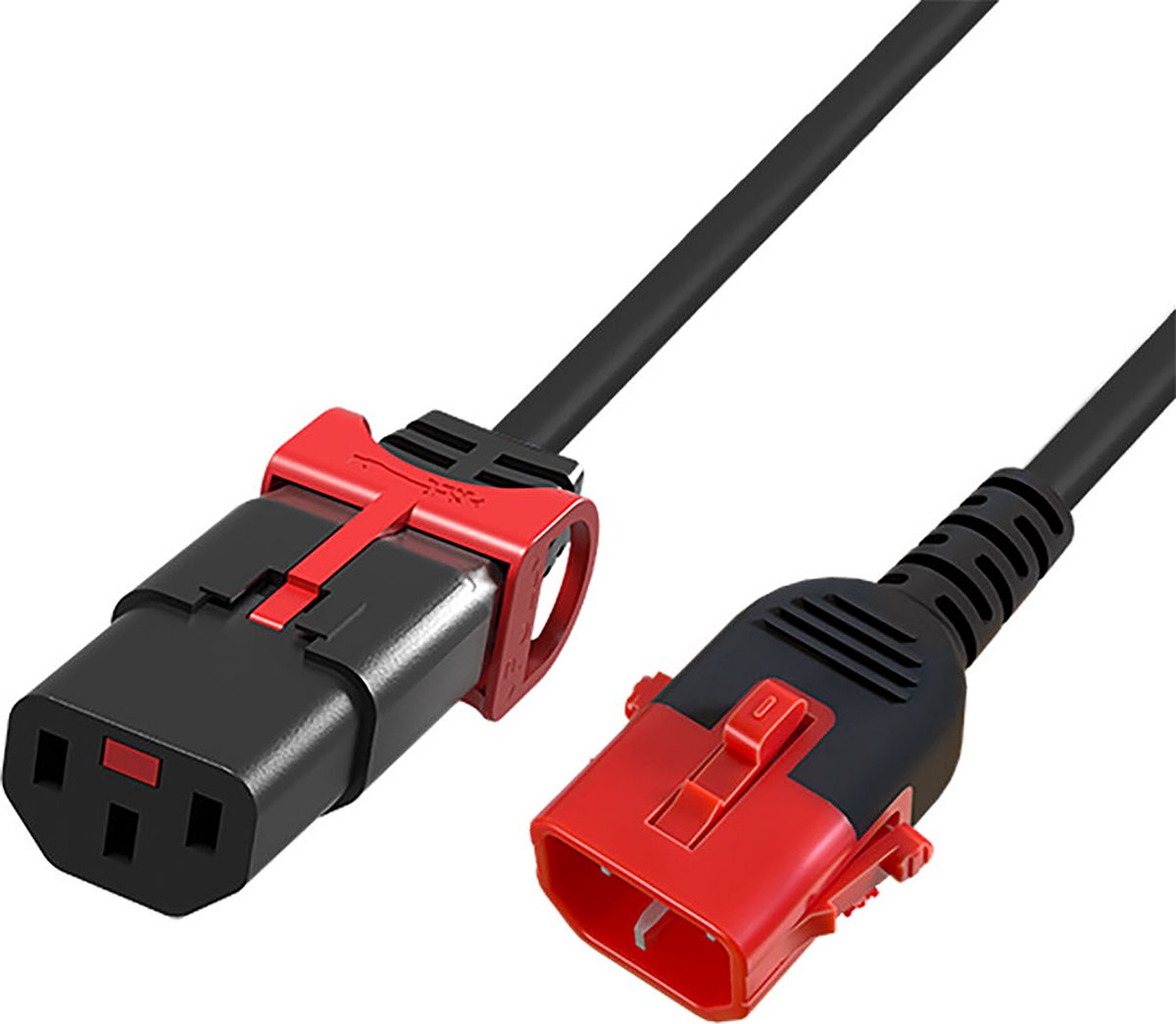 ACT Netsnoer C13 IEC Lock+ - C14 IEC Lock Dual Locking zwart 1 m, PC3601 AK5502