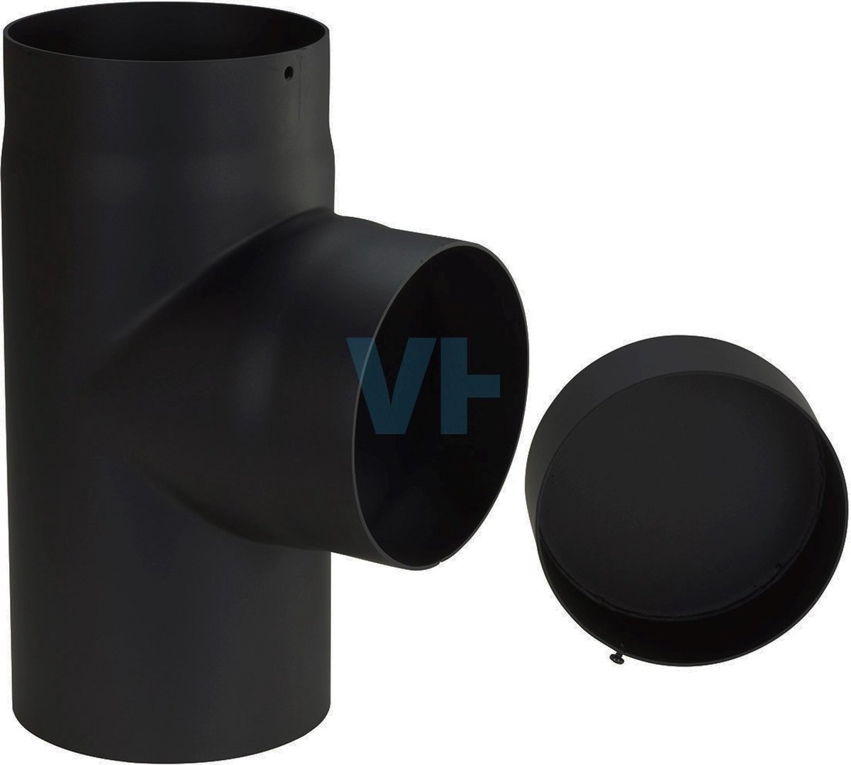 T-Stuk + Dop Zwart Staal 2mm Ø130 mm