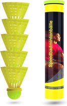5-delige speedbadminton shuttles snel geel badmintonballen voor training en wedstrijden badminton - veerbal / ballen shuttle voor binnen en buiten