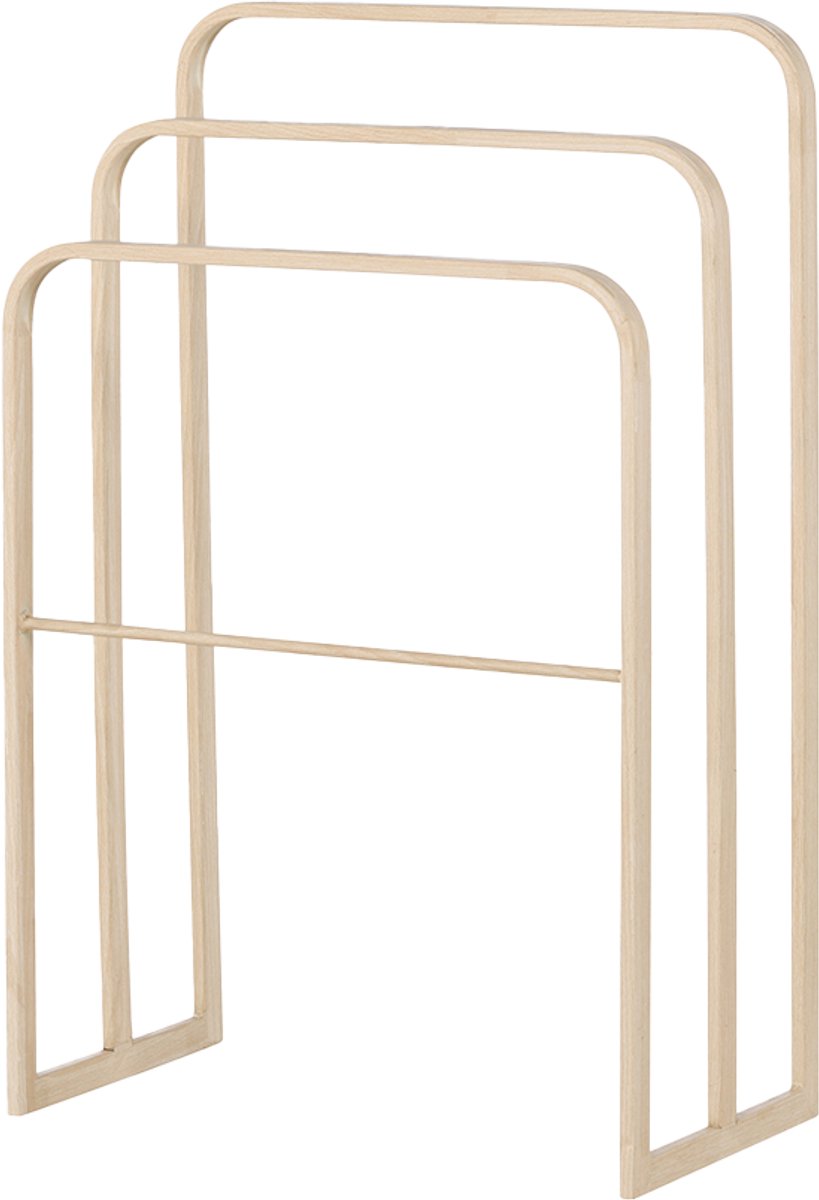 Nest living Bjarne Kledingrek Whitewash - Staand - Metaal - Houtlook - 3 Stangen - Kleding