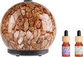 Whiffed Amber® Luxe Aroma Diffuser - Incl. 2x Etherische olie - Lavendel - Eucalyptus - Geurverspreider met Glazen Design - 8 uur Aromatherapie - Tot 80m2 - Essentiële Olie Vernevelaar & Diffuser