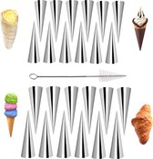 24 stuks schuimrolvormen, cannoli-vormen, roestvrij staal, glad, mooie buizen, room, rolvorm, schroefvorm, croissant, bakvorm, spiraal-croissant crème, hoornvormen voor cannoli-buizen