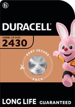 Batterij Duracell knoopcel 1xCR2430 lithium Ø24mm 3V-280mAh - 10 stuks