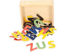 Magnetische Letters - 37x stuks - hout - gekleurd - Koelkast speelgoed magneten letters - Leren spel