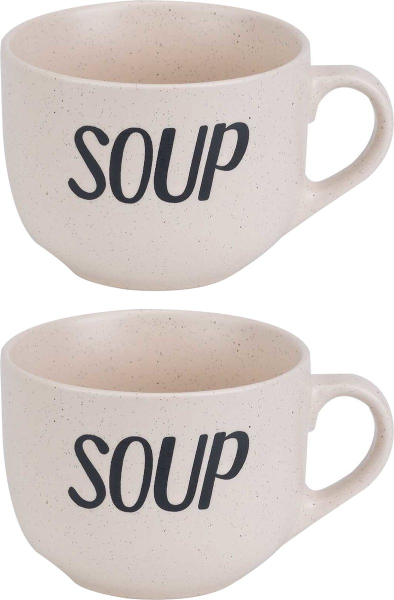 Cosy & Trendy Soepbekers - 2x stuks - Creme wit - 11 cm - 510 ml - soepkom