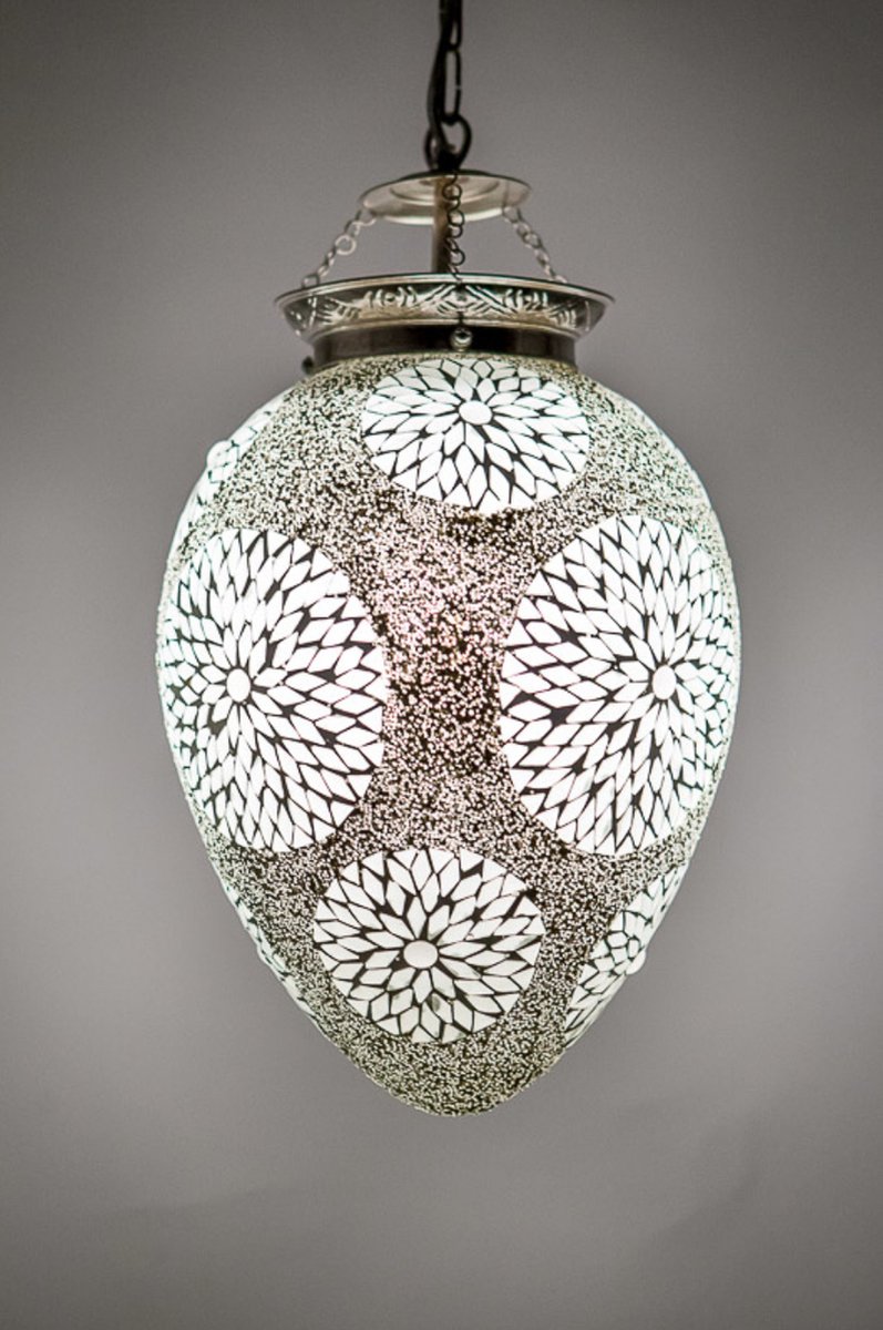 LM-Collection Papaya Hanglamp - Ø25x35cm - E27 - Wit/Grijs - Glas - hanglampen eetkamer, hanglamp zwart, hanglampen woonkamer, hanglamp slaapkamer, hanglamp kinderkamer, hanglamp rotan, hanglamp hout, hanglamp industrieel