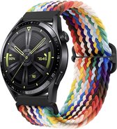 Nylon Stretch Bandje 22mm - Regenboog Horlogebandje geschikt voor Samsung Galaxy Watch 46mm / 3 (45mm) / Gear s3 - Polar Vantage M2 / Grit X - Huawei Watch GT 3 (pro) / 2 - Amazfit GTR