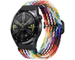 Stravo 22mm Nylon Elastisch Bandje - Geschikt voor Samsung Galaxy Watch 3 45mm / Galaxy Watch 46mm / Gear S3 Classic & Frontier - Polar Vantage M / M2 / V3 / Grit X - Garmin Vivoactive 4 - Nylon horlogebandje voor Huawei GT 5/6 46mm - Regenboog