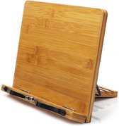Houten Boekenstandaard - 28 x 21 cm - Verstelbare Kookboek Houder Met Bladzijdenhouder - 5 Standen - Tablet Houder - Vouwbaar