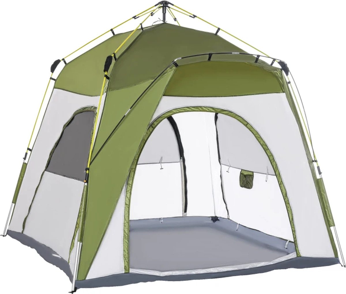 Laodikya Home -Familie Tent - 4-Persoons Tent - met Venster - Eenvoudige Opstelling - Groen Grijs 240x240x195cm