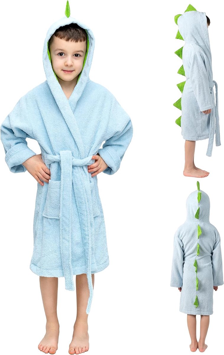 Goedkoopste Kinderbadjas dinosaurus voor jongens en meisjes, 100 katoen, Oeko-Tex®
