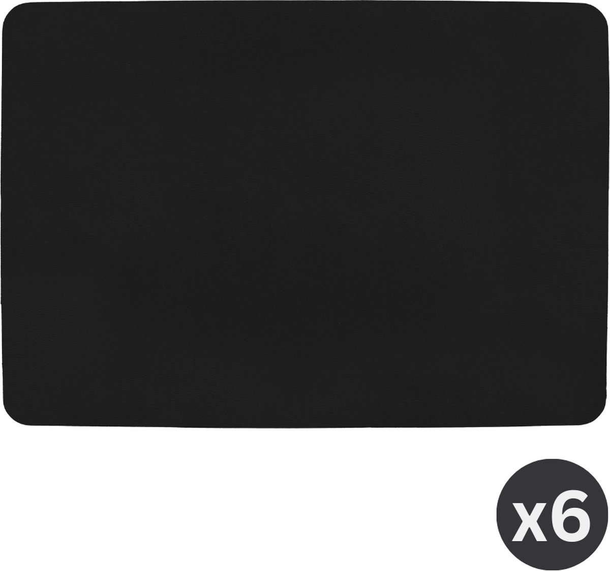 ZICZAC - Placemat TOGO - SET/6 - Dubbelzijdig - Kunstleer - 33x45 cm, zwart