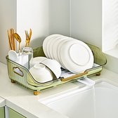 Afdruiprek met bestekhouder - Afwasrek met lekbak - Vaatwasrek met plateau - Dish Drying Stand - Voor bestek, borden en schalen
