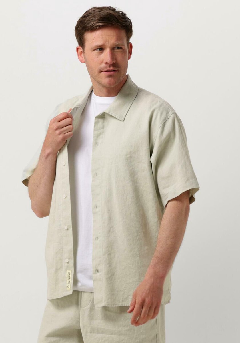 Woodbird Wbbanks Linen Shirt Heren - Vrijetijds blouse - Mint - Maat S