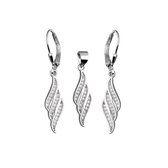 Zilver Oorbellen met Hanger - Sprankelend Set met Zirkonia - Oorbellen met Hanger - Zilver 925 - Amona Jewelry