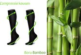 2-Paar - Bamboo Compressiekousen - Hardlopen Steunkousen Maat 43-46 - Compressie sokken Vliegtuig - Unisex Zwart - Extra Zacht