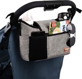 Kinderwagenorganizer Universele kinderwagenopbergtas met 2 geïsoleerde bekerhouders en schouderriem Kan worden gebruikt als handtas voor babyaccessoires (grijs)