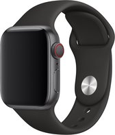 Siliconen Bandje geschikt voor Apple Watch - Siliconen Sport bandje - Zwart - Voor Apple Watch 9/8/7/6/5/4/3/ alle SE - 42/44/45mm - Maat S/M