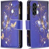 BookCover Portemonnee Etui geschikt voor Samsung Galaxy A15 - Vlinders. Blauw