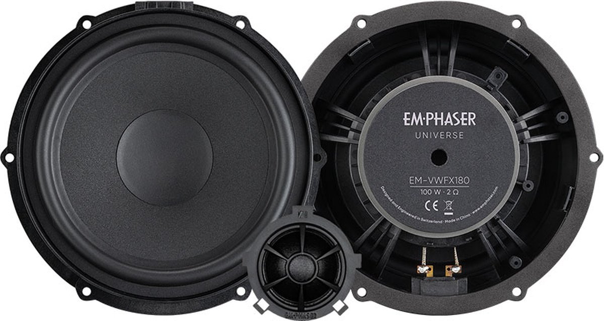 Emphaser EM-VWFX180 - Autospeaker - Pasklare speakers VW, Seat, Skoda - Custom fit luidsprekers - 18 cm 2 weg composet -
