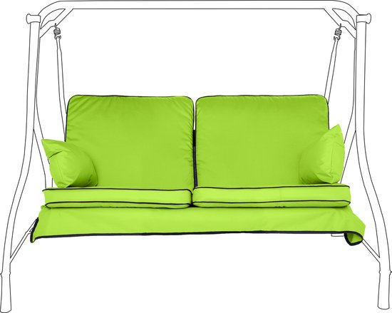 TexDeko® Premium zitkussen voor schommelbank met rugleuning, waterafstotend, uv-bestendig, bekleding voor tuinbank (160 x 50 x 50 cm, zwart