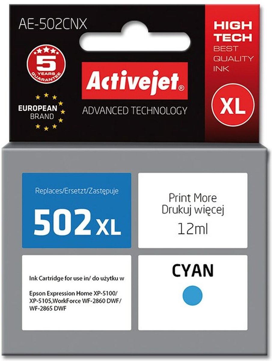 Compatibele inktcartridge Activejet AE-502CNX Cyaan
