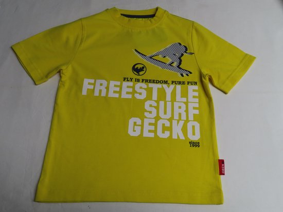 T shirt - Korte mouwen - Jongens - Geel - Gecko - Surf - 6 jaar 116