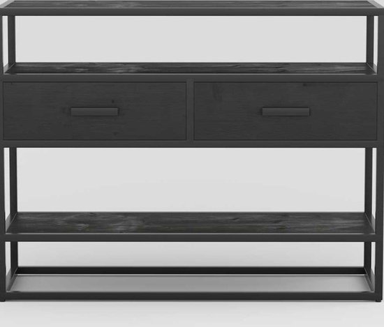 Madeira Console: zwart Exotisch hout, metalen structuur | bol