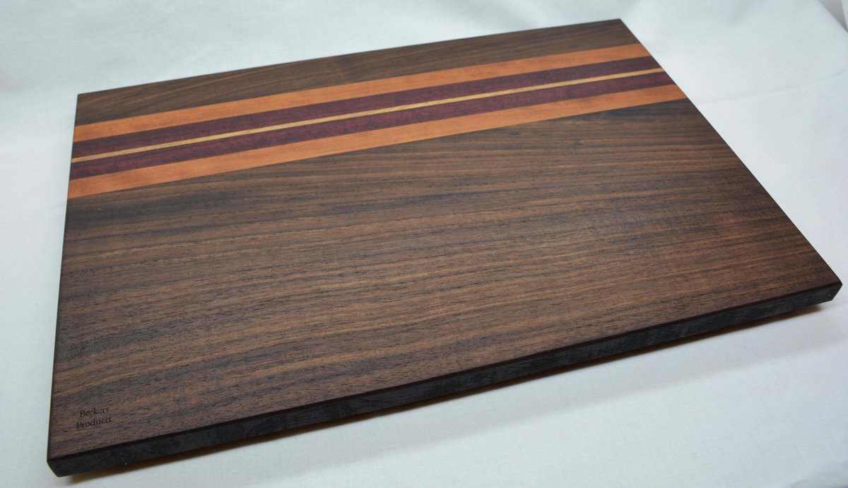 Exclusieve snijplank, Walnoot hout, Hard Maple, Kersen, Purple Hard, 45 x 30 x 4 cm