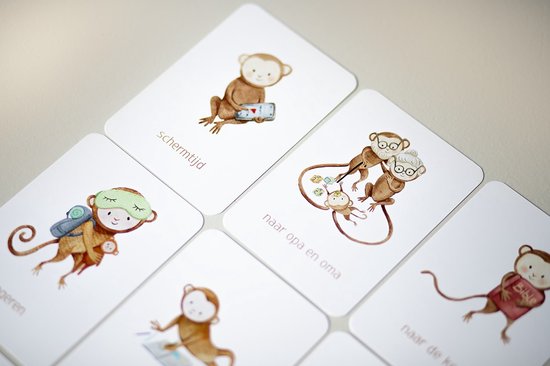 Monkiezz dagritme kaarten - thuis set - cognitieve ontwikkeling - 74 afbeeldingen/activiteiten